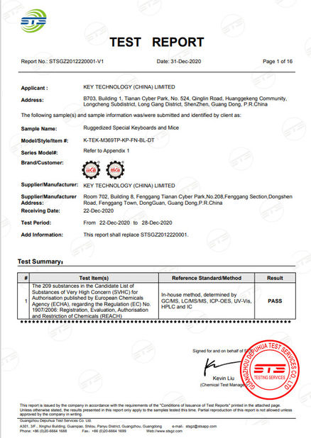 China Key Technology ( China ) Limited Certificaten